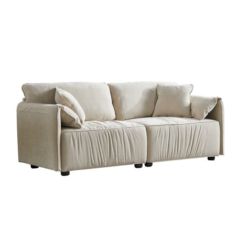 Pet Friendly Loveseat Sofa Couch,75.6"W Upholstered Modern Sofa,Beige